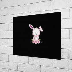 Холст прямоугольный Крольчонок С Цветами На Чёрном Фоне, цвет: 3D-принт — фото 2