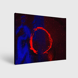 Холст прямоугольный Синий и красный абстрактный дым и краски, цвет: 3D-принт