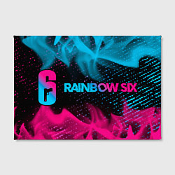 Холст прямоугольный Rainbow Six - neon gradient: надпись и символ, цвет: 3D-принт — фото 2