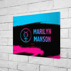 Холст прямоугольный Marilyn Manson - neon gradient: надпись и символ, цвет: 3D-принт — фото 2