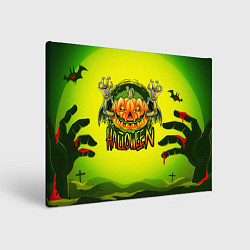 Холст прямоугольный Тыква - зомби хэллоуин, цвет: 3D-принт