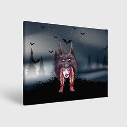 Холст прямоугольный Девушка в скальпеле волка, цвет: 3D-принт
