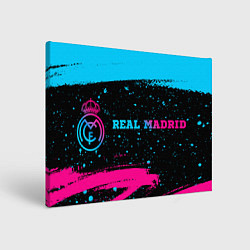 Холст прямоугольный Real Madrid - neon gradient: надпись и символ, цвет: 3D-принт