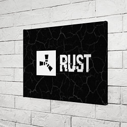 Холст прямоугольный Rust glitch на темном фоне: надпись и символ, цвет: 3D-принт — фото 2