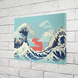 Холст прямоугольный Морской пейзаж с большими волнами на закате, цвет: 3D-принт — фото 2