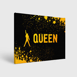 Холст прямоугольный Queen - gold gradient: надпись и символ, цвет: 3D-принт