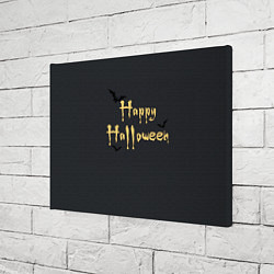 Холст прямоугольный Happy Halloween надпись с летучими мышами, цвет: 3D-принт — фото 2