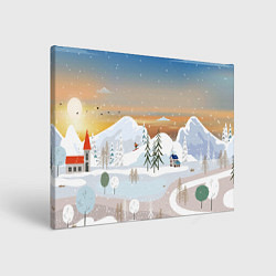 Холст прямоугольный Новогоднее настроение - пейзаж, цвет: 3D-принт