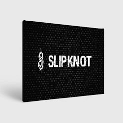 Картина прямоугольная Slipknot glitch на темном фоне: надпись и символ