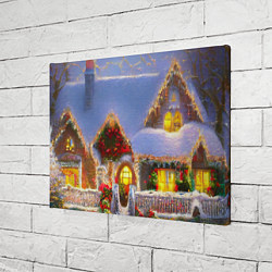 Холст прямоугольный Украшенный новогодний коттедж и снежные сугробы, цвет: 3D-принт — фото 2