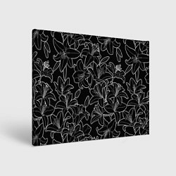 Холст прямоугольный Нежные цветы - лилии: черно белыи, цвет: 3D-принт
