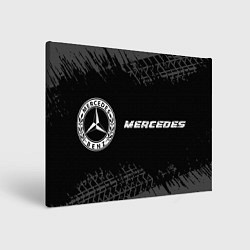 Холст прямоугольный Mercedes speed на темном фоне со следами шин: надп, цвет: 3D-принт