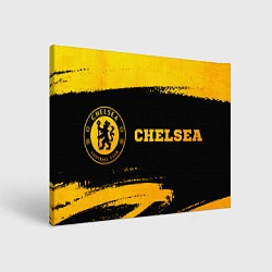 Холст прямоугольный Chelsea - gold gradient: надпись и символ, цвет: 3D-принт