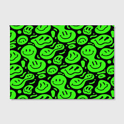 Холст прямоугольный Психоделические смайлы - салатовый неон, цвет: 3D-принт — фото 2