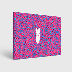 Холст прямоугольный Белый кролик на розовом - символ 2023, цвет: 3D-принт