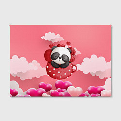 Холст прямоугольный Панда с сердечками в чашке, цвет: 3D-принт — фото 2
