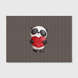 Холст прямоугольный Панда с сердечком, цвет: 3D-принт — фото 2