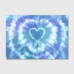 Холст прямоугольный Сердце - тай-дай - голубой, цвет: 3D-принт — фото 2