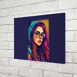 Холст прямоугольный Девушка в очках из красок, цвет: 3D-принт — фото 2