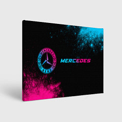 Картина прямоугольная Mercedes - neon gradient: надпись и символ