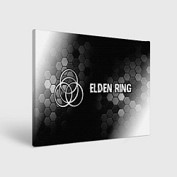 Холст прямоугольный Elden Ring glitch на темном фоне: надпись и символ, цвет: 3D-принт
