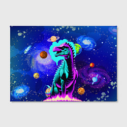 Холст прямоугольный Динозавр в космосе - неоновое свечение, цвет: 3D-принт — фото 2