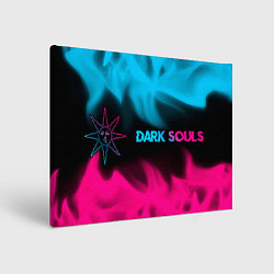 Холст прямоугольный Dark Souls - neon gradient: надпись и символ, цвет: 3D-принт