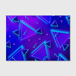 Холст прямоугольный Неоновые треугольники геометрические, цвет: 3D-принт — фото 2