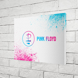 Холст прямоугольный Pink Floyd neon gradient style: надпись и символ, цвет: 3D-принт — фото 2