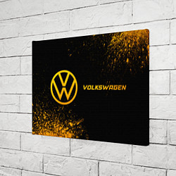 Холст прямоугольный Volkswagen - gold gradient: надпись и символ, цвет: 3D-принт — фото 2
