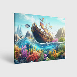 Холст прямоугольный Фантастический корабль в море, цвет: 3D-принт