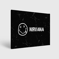 Холст прямоугольный Nirvana glitch на темном фоне: надпись и символ, цвет: 3D-принт