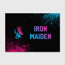 Холст прямоугольный Iron Maiden - neon gradient: надпись и символ, цвет: 3D-принт — фото 2