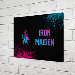 Холст прямоугольный Iron Maiden - neon gradient: надпись и символ, цвет: 3D-принт — фото 2