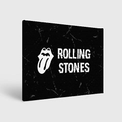 Холст прямоугольный Rolling Stones glitch на темном фоне: надпись и си, цвет: 3D-принт