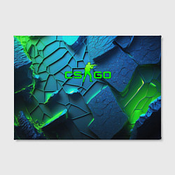 Холст прямоугольный CS GO blue green style, цвет: 3D-принт — фото 2