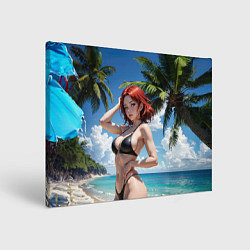 Картина прямоугольная Девушка с рыжими волосами на пляже