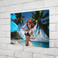 Холст прямоугольный Девушка с рыжими волосами на пляже, цвет: 3D-принт — фото 2