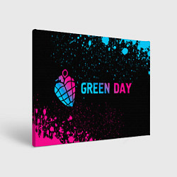 Картина прямоугольная Green Day - neon gradient: надпись и символ