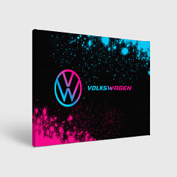 Холст прямоугольный Volkswagen - neon gradient: надпись и символ, цвет: 3D-принт