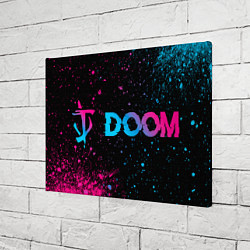 Холст прямоугольный Doom - neon gradient: надпись и символ, цвет: 3D-принт — фото 2
