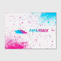 Холст прямоугольный Papa Roach neon gradient style: надпись и символ, цвет: 3D-принт — фото 2