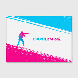 Холст прямоугольный Counter Strike neon gradient style: надпись и симв, цвет: 3D-принт — фото 2