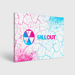 Холст прямоугольный Fallout neon gradient style: надпись и символ, цвет: 3D-принт