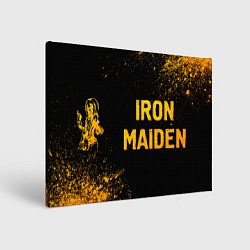 Холст прямоугольный Iron Maiden - gold gradient: надпись и символ, цвет: 3D-принт