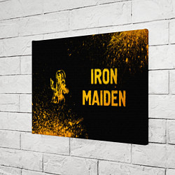 Холст прямоугольный Iron Maiden - gold gradient: надпись и символ, цвет: 3D-принт — фото 2