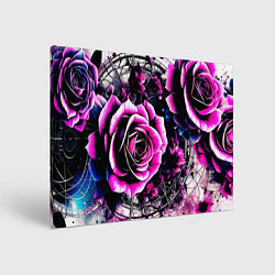 Холст прямоугольный Розы в стиле киберпанк, цвет: 3D-принт