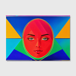 Холст прямоугольный Девушка красноликая овал в прямоугольнике, цвет: 3D-принт — фото 2