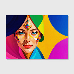 Холст прямоугольный Девушка лицо с ромбическим орнаментом, цвет: 3D-принт — фото 2