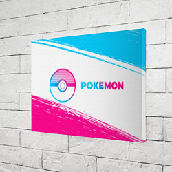 Холст прямоугольный Pokemon neon gradient style: надпись и символ, цвет: 3D-принт — фото 2